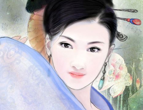 photoshop绘制唯美的水墨风格手绘美女