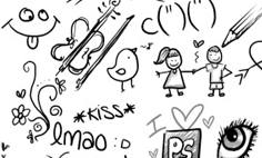 可爱儿童铅笔涂鸦笔刷_PS家园网