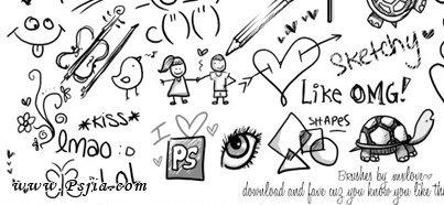 可爱儿童铅笔涂鸦笔刷