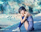 PS调出青色调席地而坐的青春MM