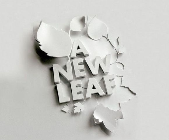 制作纸面上的剪切树叶效果和立体字