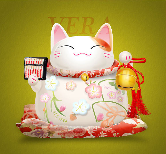 手绘一只可爱的招财猫