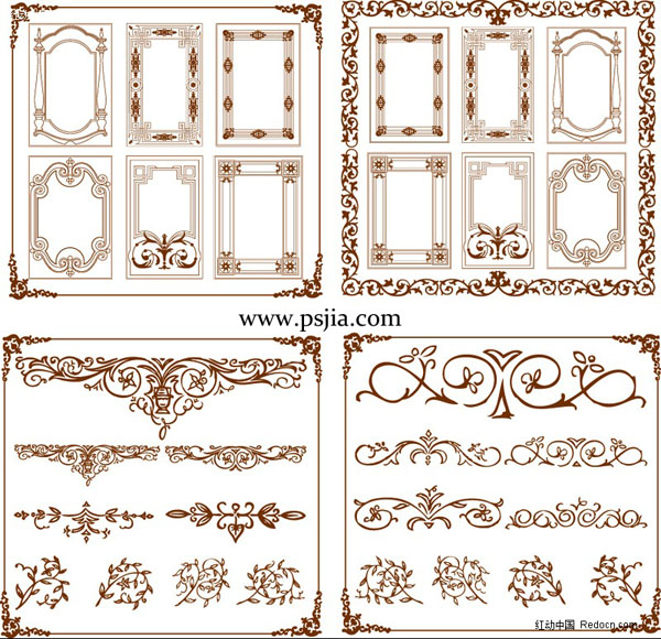 欧式古典边框矢量素材_PS家园网