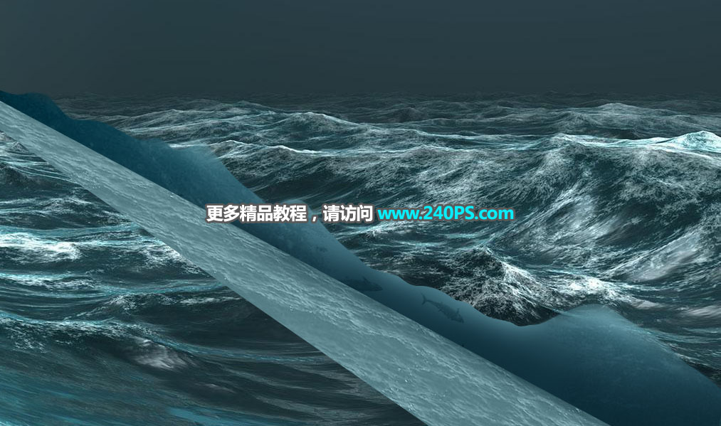 PS合成大海中航行的輪船
