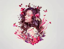 ps合成时尚花朵装饰的美女头像效果