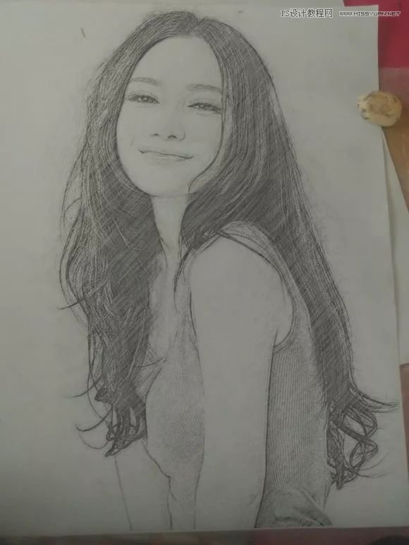 ps给美女人像快速转为素描效果