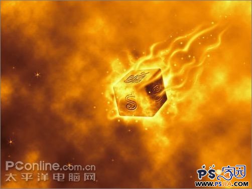 Photoshop教程：创建燃烧的魔幻陨石特效_中国教程网
