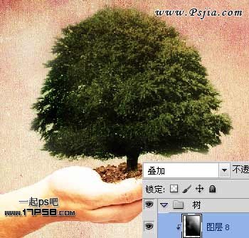 Photoshop合成手上的捧着的大树