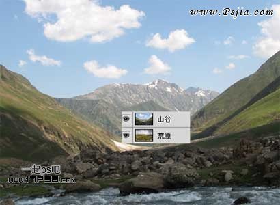 Photoshop合成在山谷中的飞龙