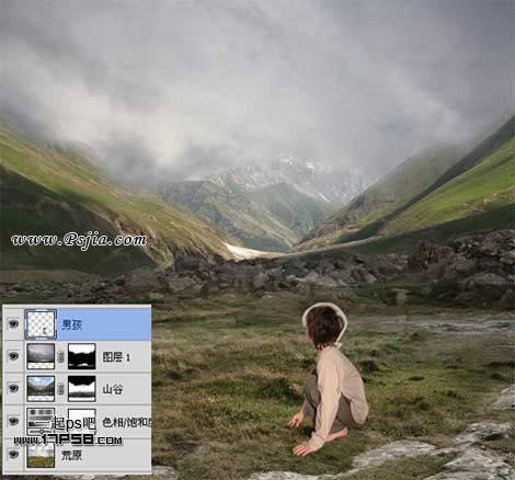 Photoshop合成在山谷中的飞龙