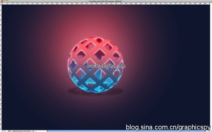 7,设置绿叶图层的混合模式为叠加,效果如图所示._素材分享