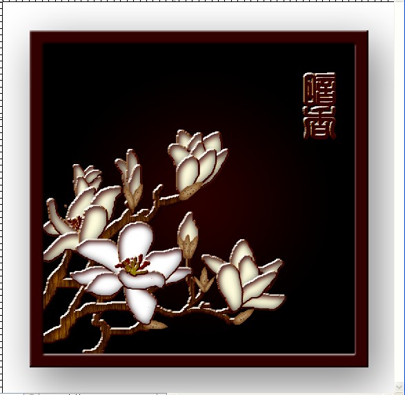 PS 绘制红木镶嵌的梅花
