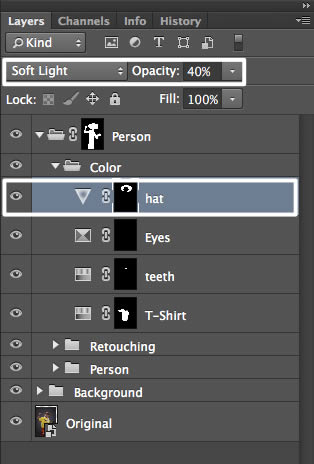 柔和的光线混合模式的帽子