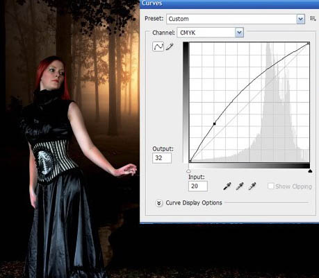 PS合成黑夜恐怖森林中的女巫照片