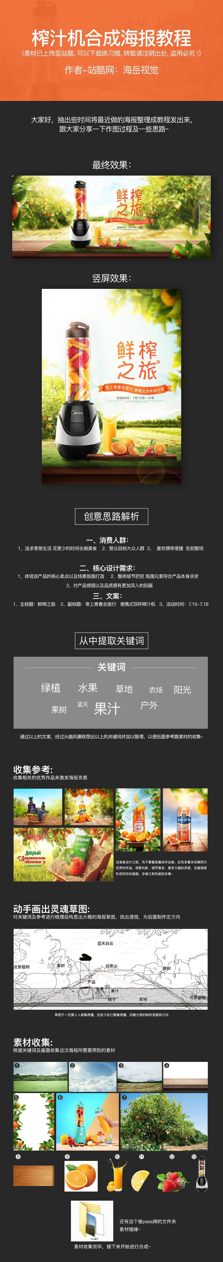 Photoshop设计时尚大气的榨汁机产品海报,PS教程,PS家园网