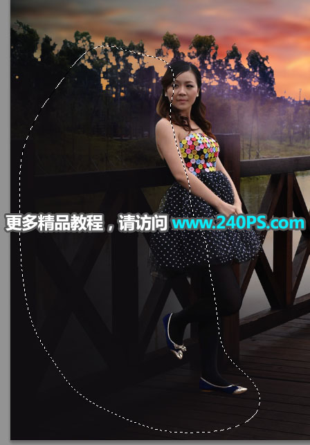 Photoshop给外景女孩添加夕阳美景效果,PS教程,PS家园网
