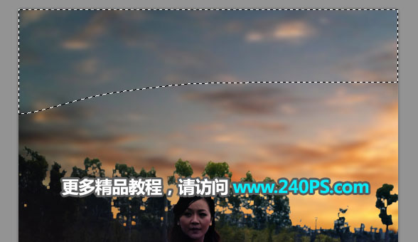 Photoshop给外景女孩添加夕阳美景效果,PS教程,PS家园网