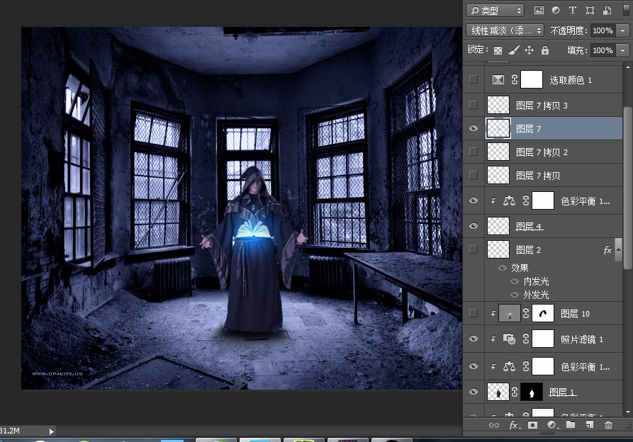 Photoshop创意合成冷色风格的魔法师,PS教程,PS家园网