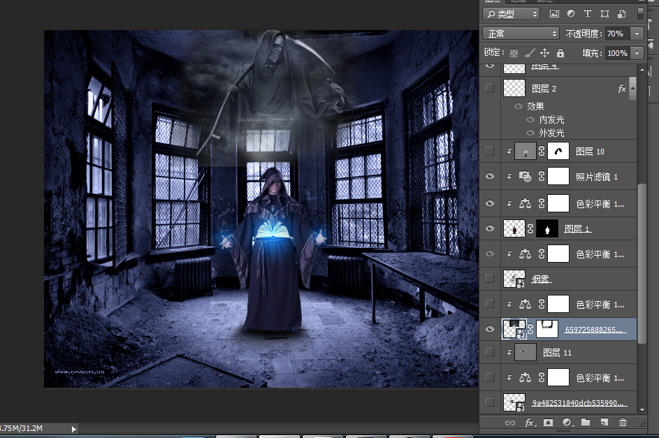 Photoshop创意合成冷色风格的魔法师,PS教程,PS家园网