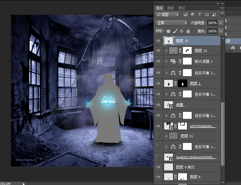 Photoshop创意合成冷色风格的魔法师,PS教程,PS家园网