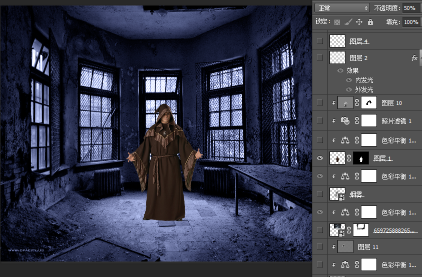Photoshop创意合成冷色风格的魔法师,PS教程,PS家园网