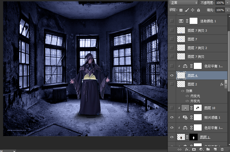 Photoshop创意合成冷色风格的魔法师,PS教程,PS家园网