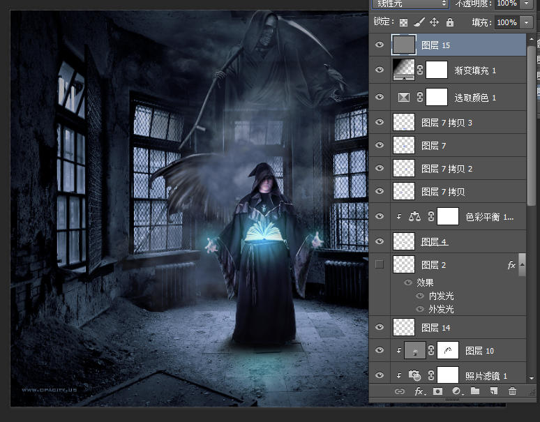 Photoshop创意合成冷色风格的魔法师,PS教程,PS家园网