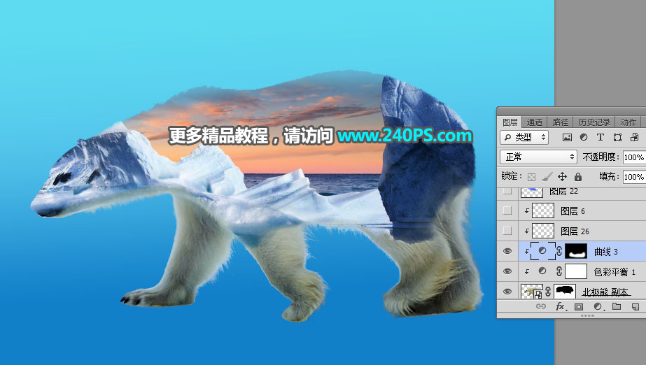 Photoshop合成动物和风景二次曝光效果,PS教程,PS家园网