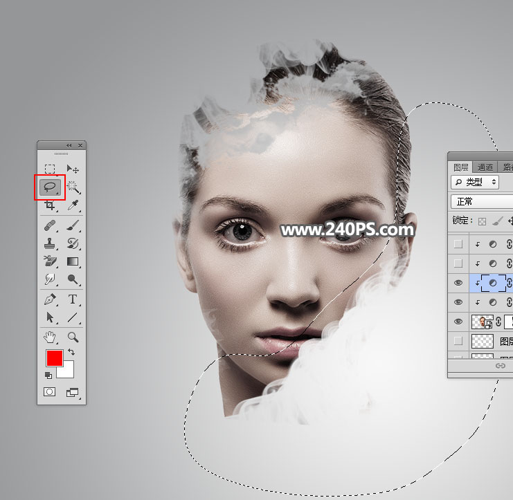 Photoshop制作水墨喷溅效果的美女头像,PS教程,PS家园网