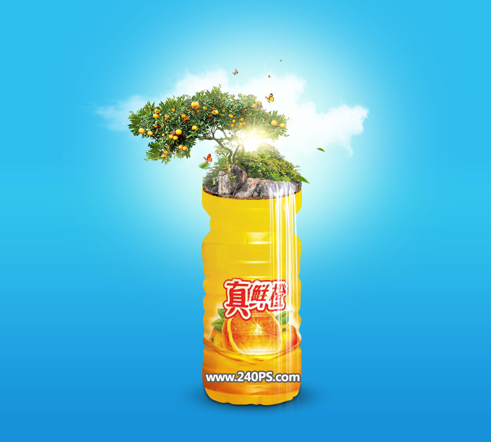 Photoshop合成创意的橙汁饮料海报教程,PS教程,PS家园网