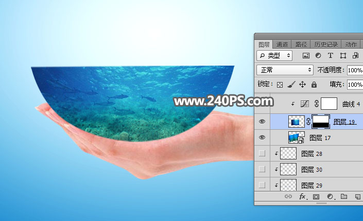 Photoshop创意合成手托着的水立方效果图,PS教程,PS家园网