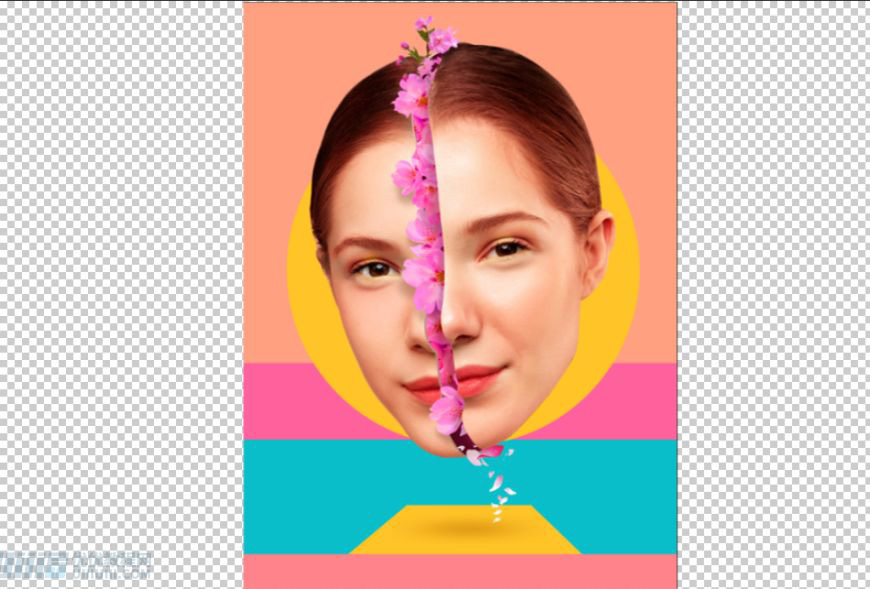 Photoshop合成创意头像长出花朵效果