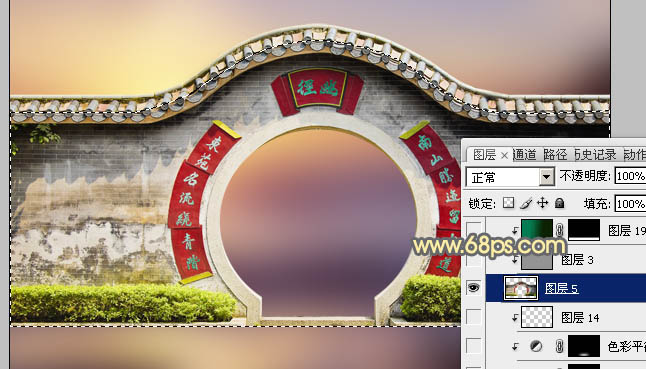 Photoshop合成中式园林黄昏美景效果,PS教程,PS家园网