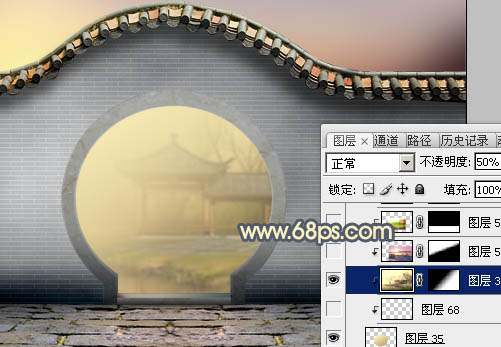 Photoshop合成中式园林黄昏美景效果,PS教程,PS家园网