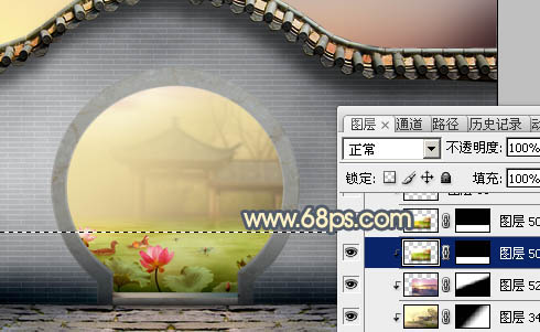 Photoshop合成中式园林黄昏美景效果,PS教程,PS家园网