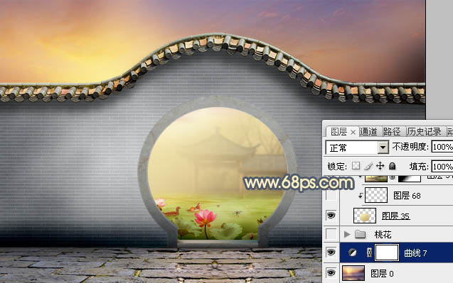 Photoshop合成中式园林黄昏美景效果,PS教程,PS家园网