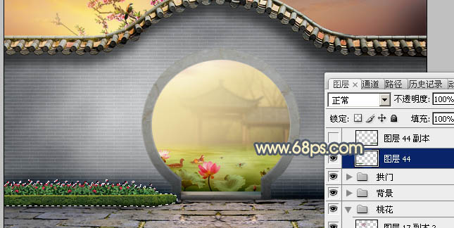 Photoshop合成中式园林黄昏美景效果,PS教程,PS家园网
