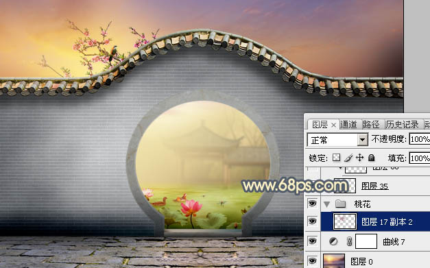 Photoshop合成中式园林黄昏美景效果,PS教程,PS家园网