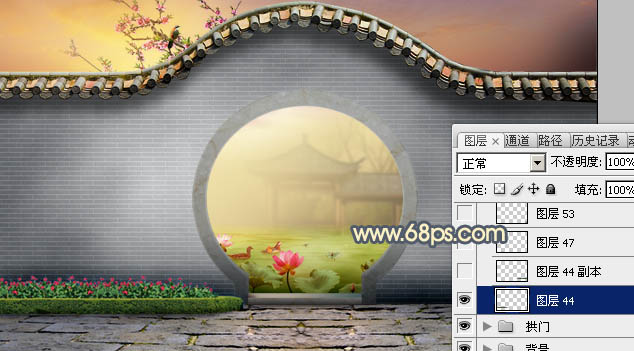 Photoshop合成中式园林黄昏美景效果,PS教程,PS家园网