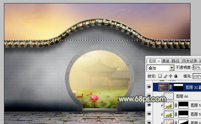 Photoshop合成中式园林黄昏美景效果,PS教程,PS家园网
