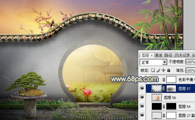 Photoshop合成中式园林黄昏美景效果,PS教程,PS家园网