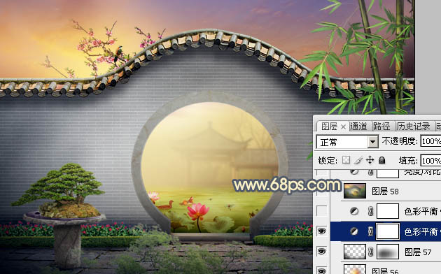 Photoshop合成中式园林黄昏美景效果,PS教程,PS家园网