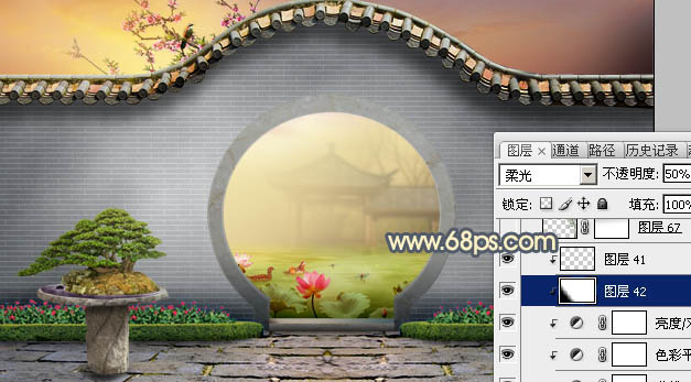 Photoshop合成中式园林黄昏美景效果,PS教程,PS家园网