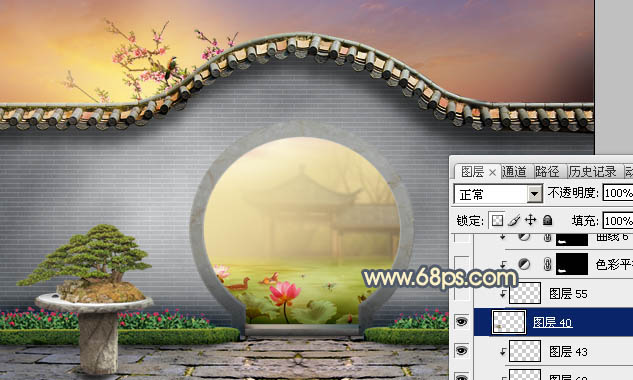 Photoshop合成中式园林黄昏美景效果,PS教程,PS家园网