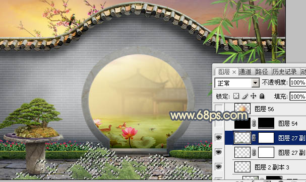 Photoshop合成中式园林黄昏美景效果,PS教程,PS家园网