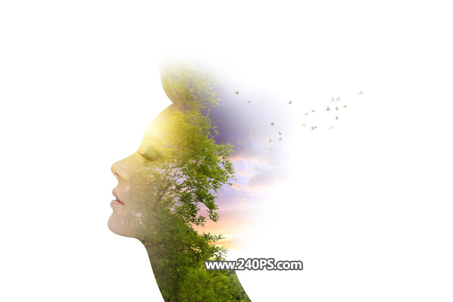 Photoshop制作创意的人像和风景二次曝光效果,PS教程,PS家园网