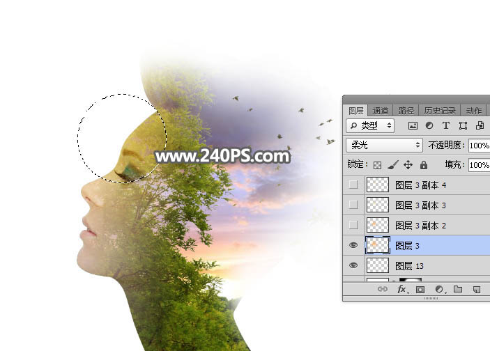 Photoshop制作创意的人像和风景二次曝光效果,PS教程,PS家园网