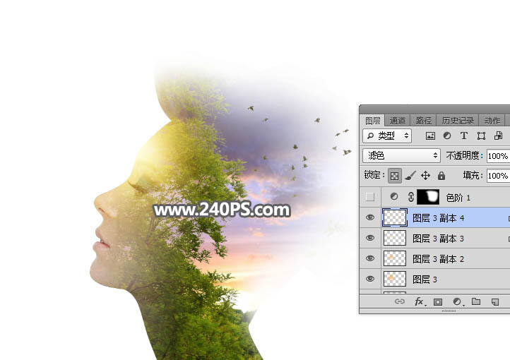 Photoshop制作创意的人像和风景二次曝光效果,PS教程,PS家园网