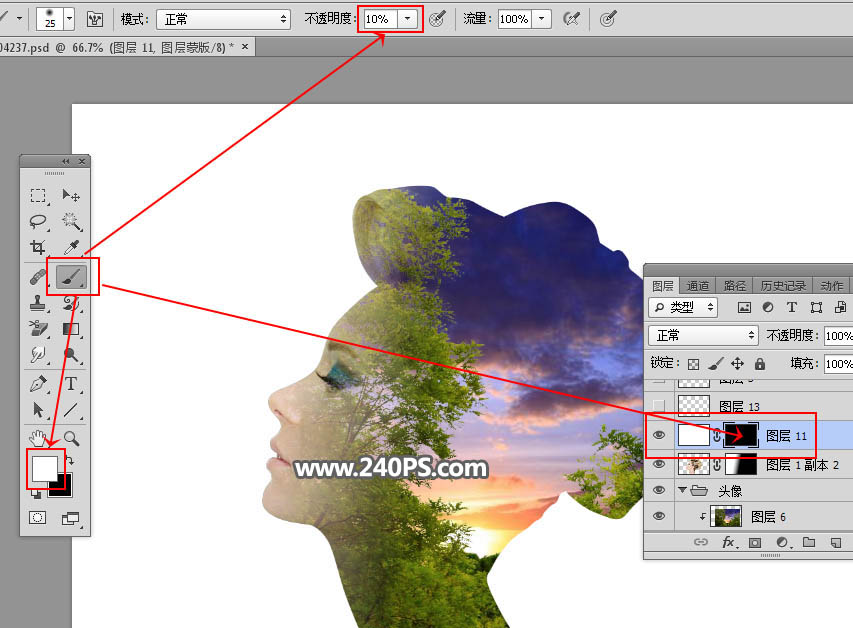 Photoshop制作创意的人像和风景二次曝光效果,PS教程,PS家园网