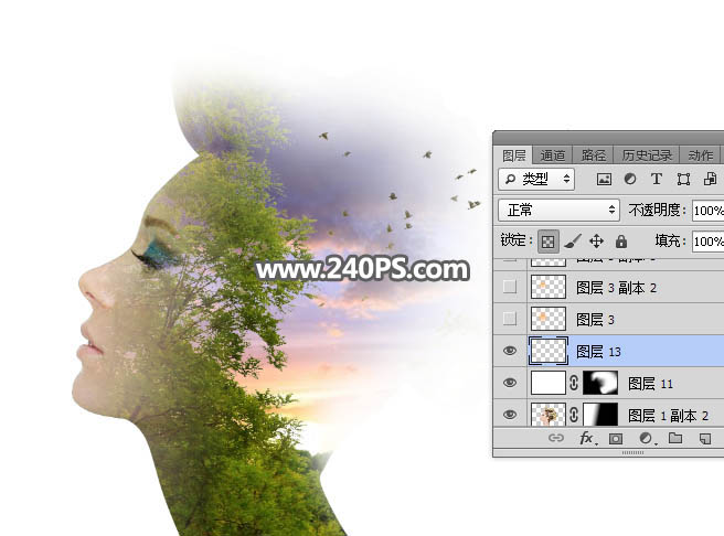 Photoshop制作创意的人像和风景二次曝光效果,PS教程,PS家园网